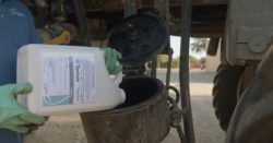 This agronomic image shows Tavium® Plus VaporGrip® Technology herbicide being added to a sprayer